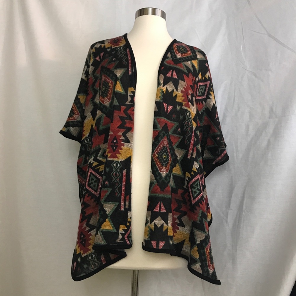 Belle du jour Tribal print poncho cardigan Kimono